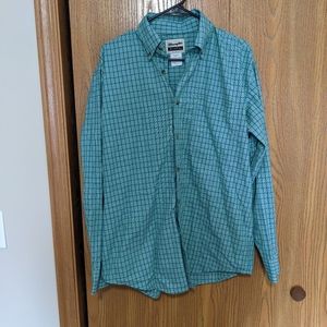 Light Green and Blue Plaid Button Up